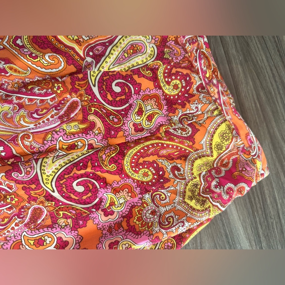 Talbots 100% Silk Paisley‎ A-Line Skirt Orange Pink Yellow Size 14W - Picture 6 of 14